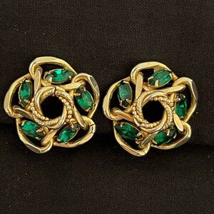 Vintage Faux Emerald Earrings